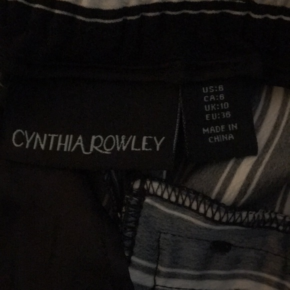 Black striped pants w/ elastic at pant leg/waist - Picture 4 of 5